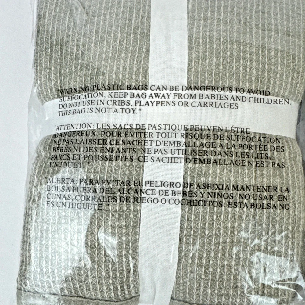 2 Pottery Barn Belgian Flax Waffle Weave King Shams Eucalypts